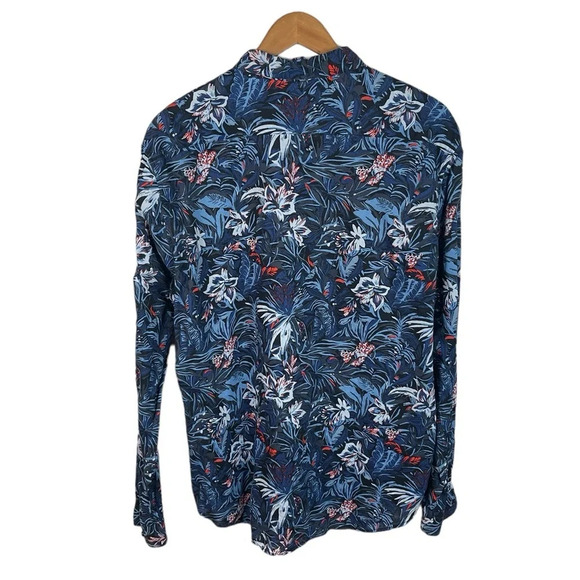 BF1330 Men’s H&M Relaxed Fit Hawaiian Palm Leaf Print Floral Button Down Shirt L - Picture 4 of 5